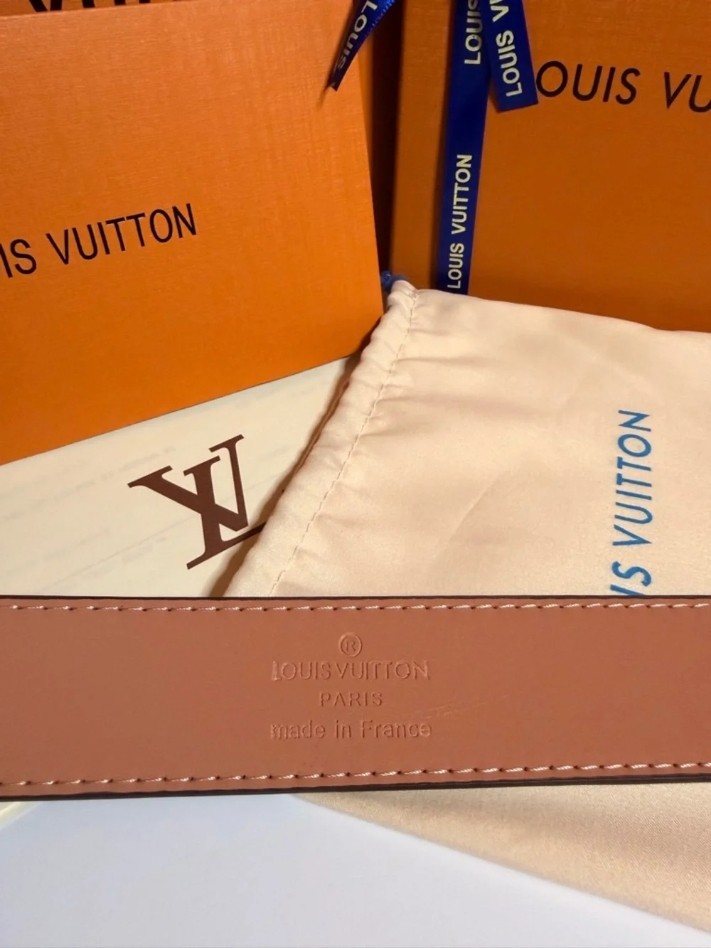 Louis Vuitton Brown Damier Ebene Belt with Gold LV Buckle Size 36-40 - Picture 4 of 4